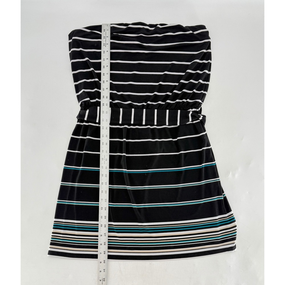 White House Black Market Liquid Knit Striped Strapless Belted Dress Size L Boho View 4
